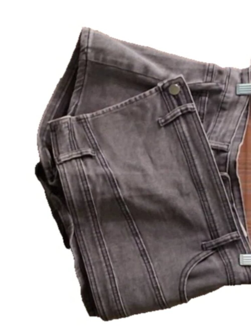 Women's Size S Gray High Rise Pockets Stretch Belt Hoops Wrap Shorts Skorts